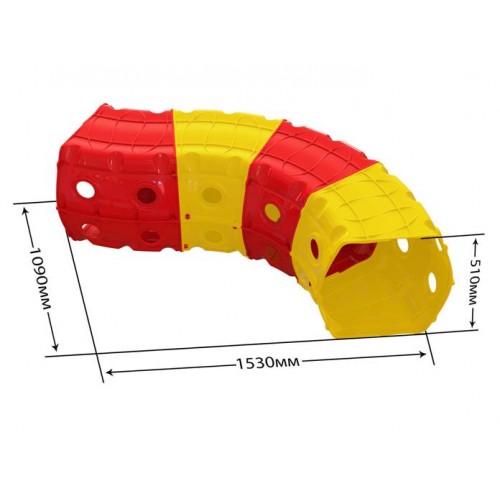 Тоннель игровой пластиковый 4 секции красно-желтый 01471/2 Долони Той