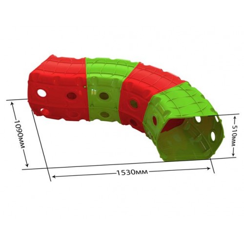 Тоннель игровой пластиковый 4 секции красно-зеленый 01471/3 Долони Тойс