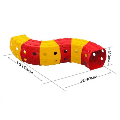 Тунель ігровий пластиковий 6 секцій червоно-жовтий 01472/2 Долоні Тойс