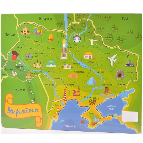 Детская игрушка из дерева пазлы Карта Украины 12542 Китай