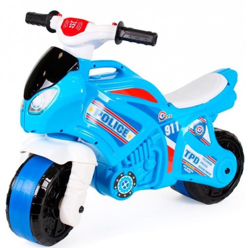 Байк мотоцикл  с музыкальными и световыми эффектами голубой полиция 5781ТехноК