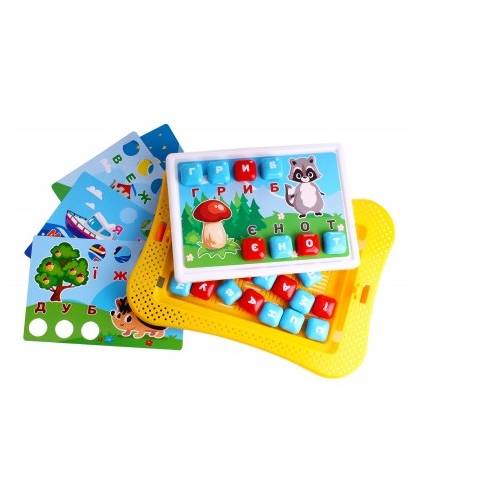 Мозаїка для дітей 35 кнопок-літер + 5 двосторонніх шаблонів 7877 Технок