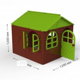 Детский домик средний темно-коричневый с зеленой крышей 02550/4 Долони Тойс