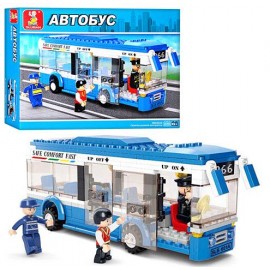 Конструктор серии Город Автобус синий с фигурками людей M38-B0330