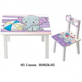 Детский стол и стул для творчества Слоник BSM2K-05