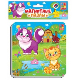 Магнитные пазлы Котики или Мышата 16 элементов VT3204-15/14 Vladi Toys