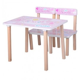 Детский стол и 2 стула для девочки розовый Кошка 501-30 Украина