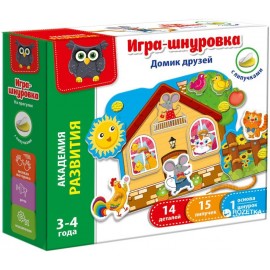 Гра-шнурівка з липучками Будиночок друзів VT5303-09Vladi Toys