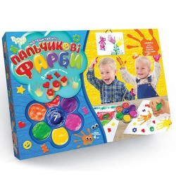 Пальчиковые краски для малышей от 1-го года 7 цветов + 3 печати РК-01-02 Данко Тойс Украина
