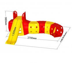 Горка с тоннелем для детей для дома желто-красная 01470/2 Долони