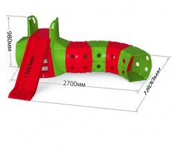 Горка с тоннелем для детей для дома красно-зелёная 01470/3 Долони