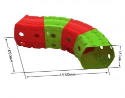 Тоннель игровой пластиковый 4 секции красно-зеленый 01471/3 Долони Тойс