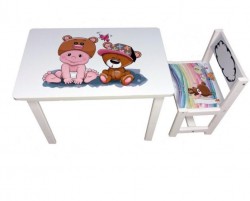Детский стол и стул для творчества малыш и мишка BSM1-06